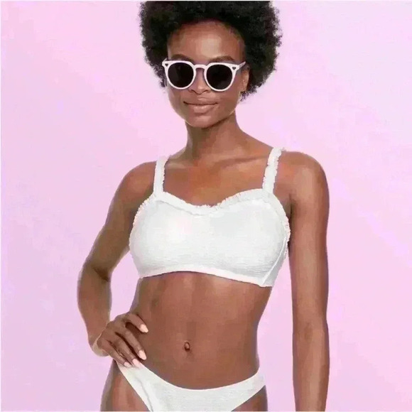Target Stoney Clover Lane White
Textured Ruffle Bikini Swimsuit Bathing Suit Top - Picture 1 of 8